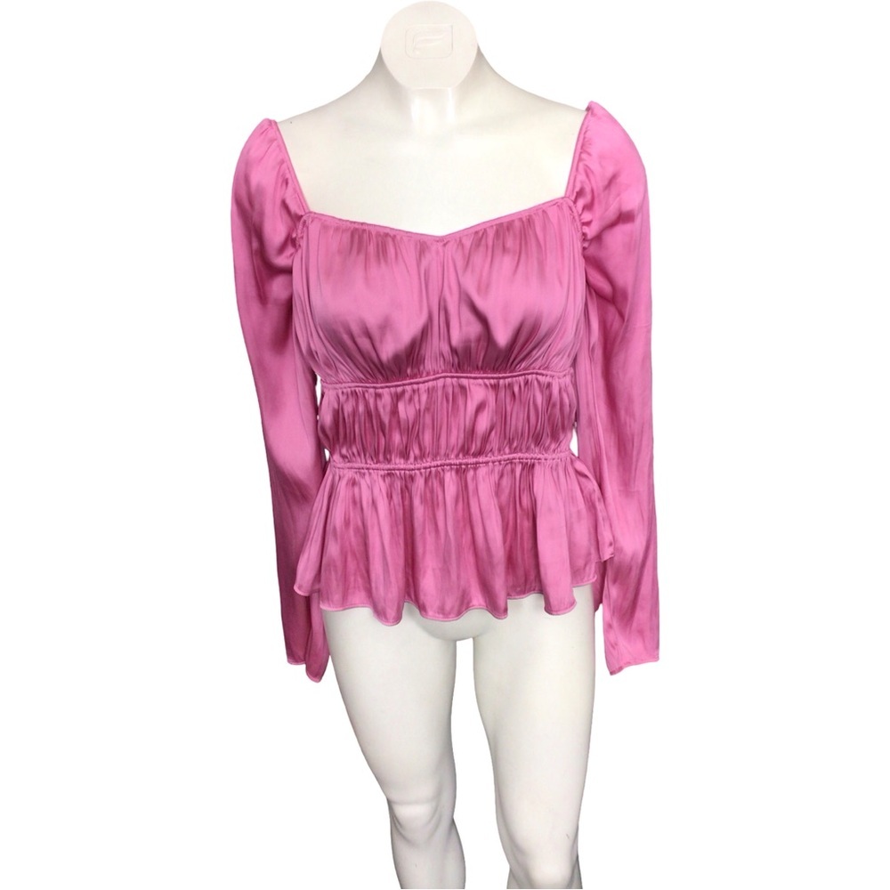 H&M Pink Gathered Satin Top